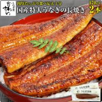 【タイムセール】特大サイズの国産うなぎ蒲焼き170g×2本